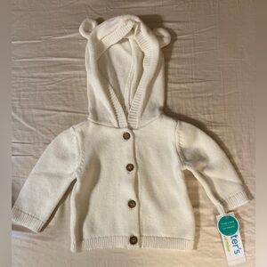 NWT Carters Hooded Baby Cardigan 0-3mos